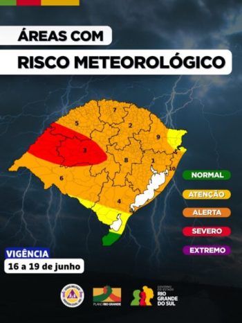Alerta Imagem: Defesa Civil do Estado/Divulgação
