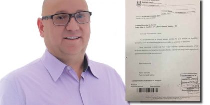 Na arte, Dilamar de Jesus e o ofício enviado pelo MP para a Câmara