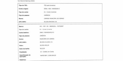 Depósito foi feito às 12h54 desta sexta-feira na Caixa Federal