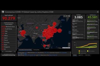 Mapa do vírus pelo mundo é atualizado instantaneamente