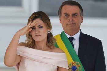 Michelle com Jair Bolsonaro, no dia da posse na Presidência da República