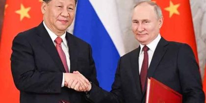 Presidentes Xi Jinping e Vladimir Putin